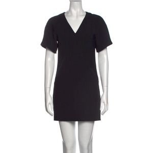 New Helmut Lang Short Wide Sleeve V-neck Shift LBD Black Mini Dress Size 00